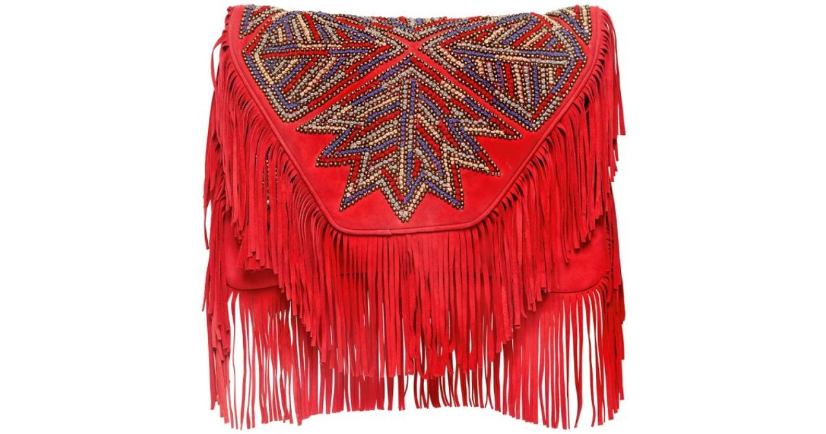 Antik Batik Antik Batik Large Canada Embroidered Suede Clutch Lyst