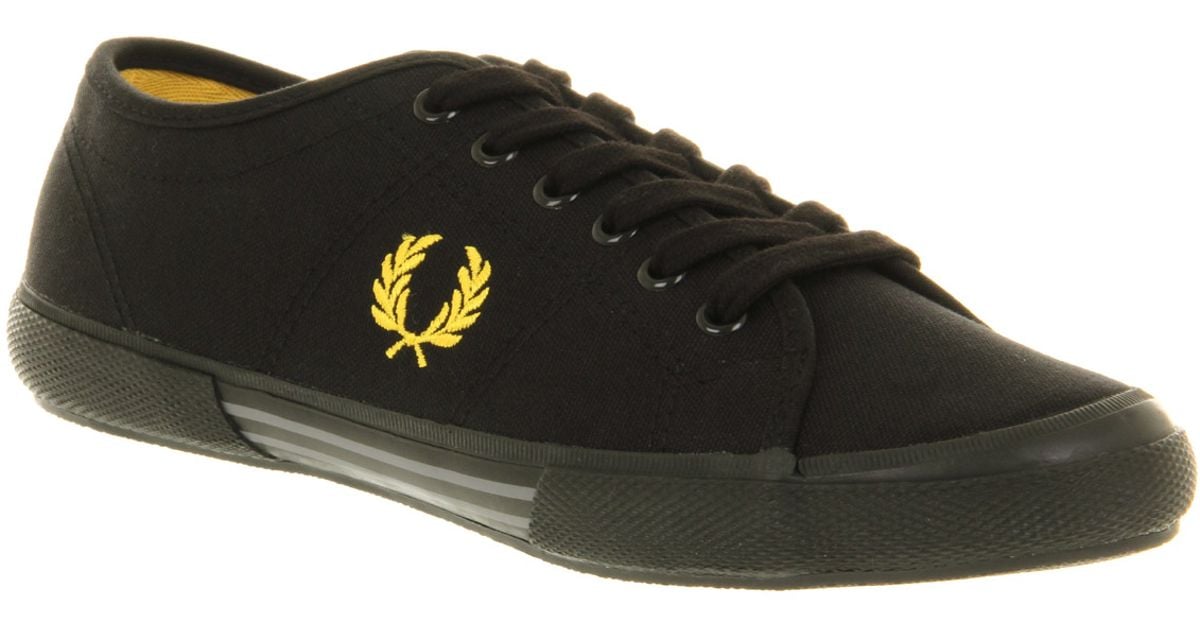 Fred Perry Vintage Tennis Blkyellow Smu in Black for Men - Lyst