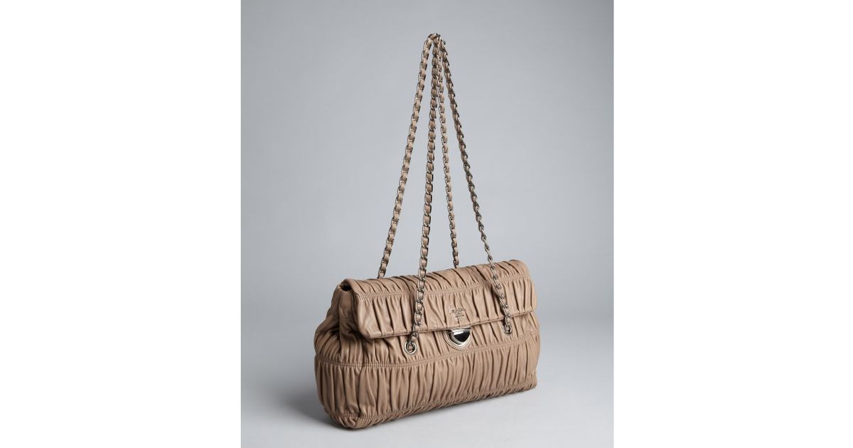 Prada Juta Gaufre Pleated Leather Chain Strap Shoulder Bag in ...
