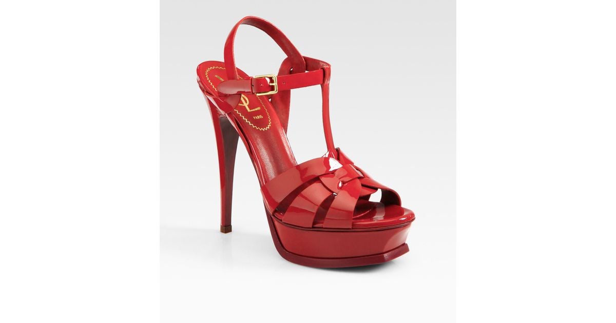 Laurent Ysl Tribute Patent Leather in Red - Lyst