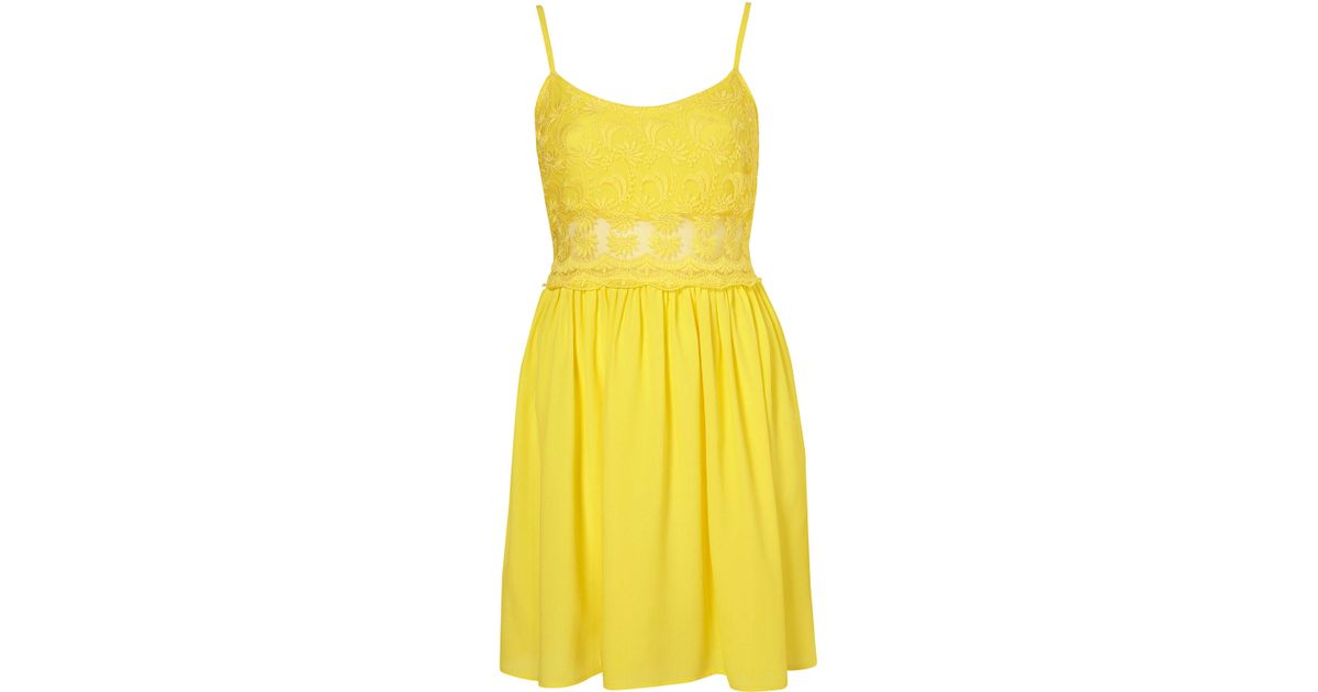 topshop yellow lace dress