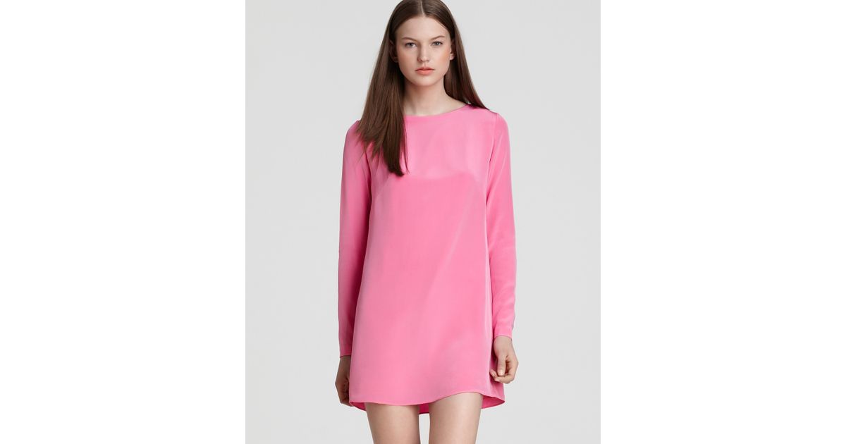 hot pink shift dress with sleeves