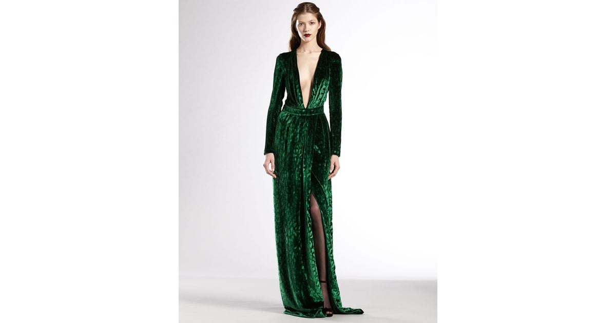 gucci-green-velvet-deep-vneck-