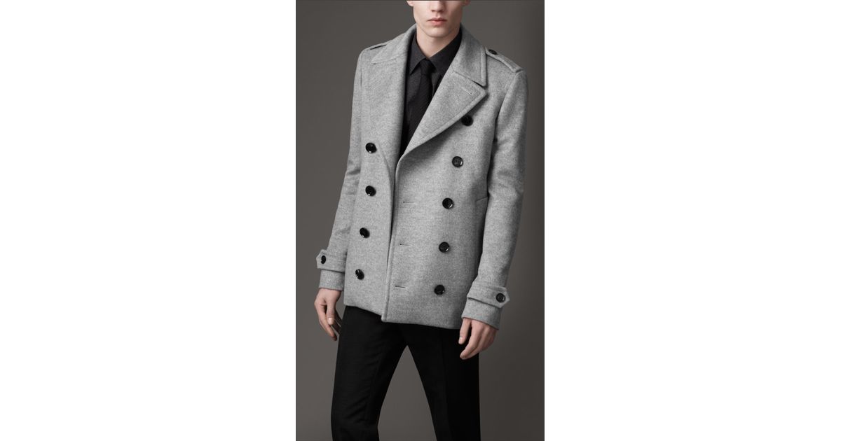 light grey pea coat mens