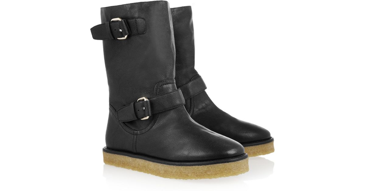 faux leather biker boots