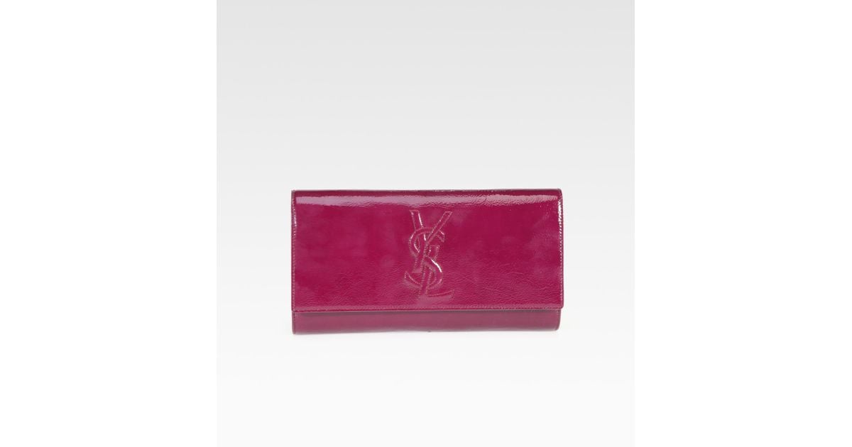 ysl red patent leather clutch - Saint laurent Ysl Large Patent Leather Clutch in Red (fuchsia) | Lyst