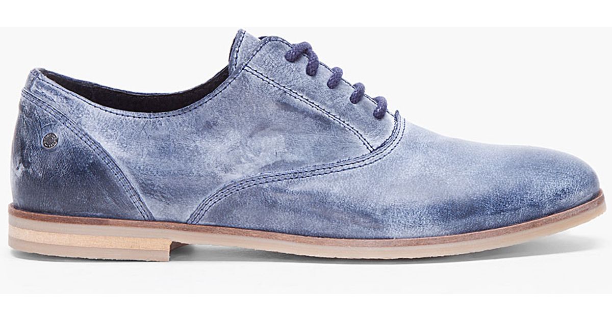 DIESEL Navy Buffalo Leather Thor Shoes in Blue for Men Lyst