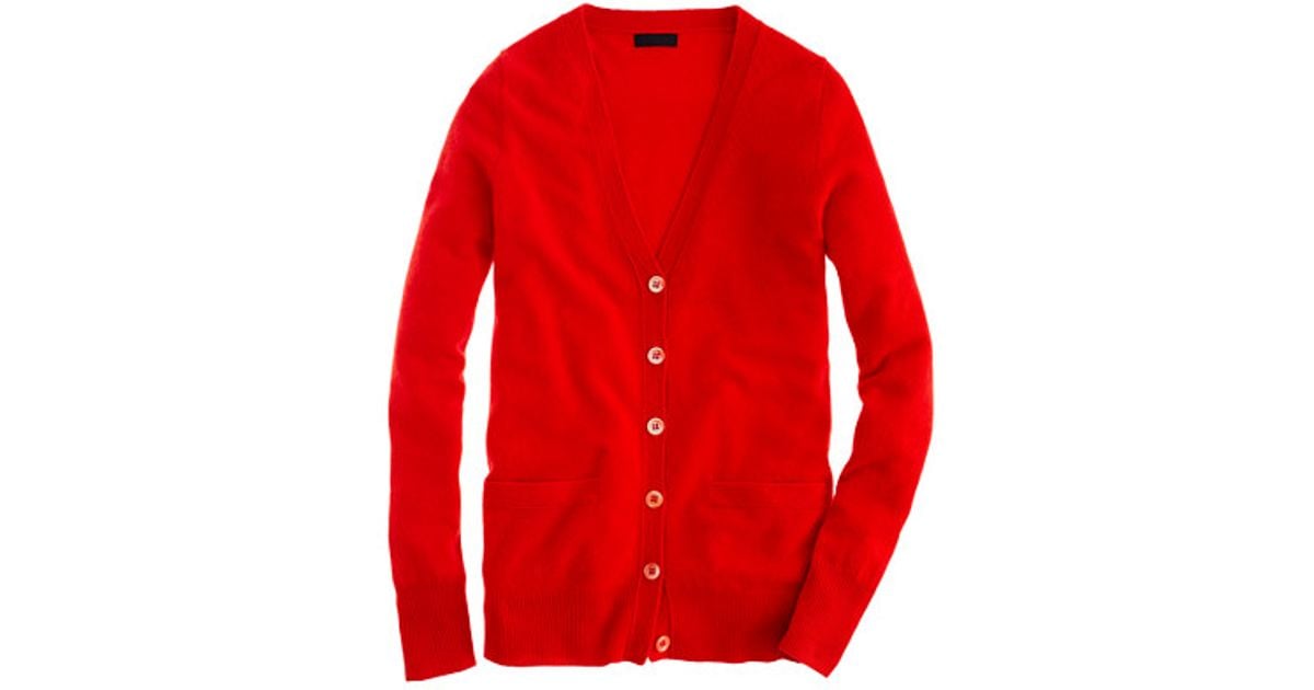 J.Crew Cashmere Boyfriend Cardigan in Red Lyst