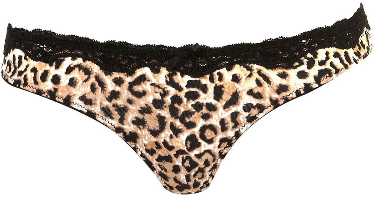 TOPSHOP Animal Lace Waist Thong - Lyst
