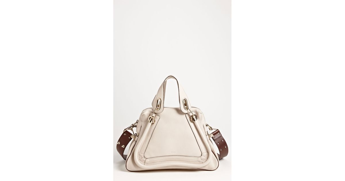 Chlo Paraty Military Leather Satchel in White (pearl) | Lyst  