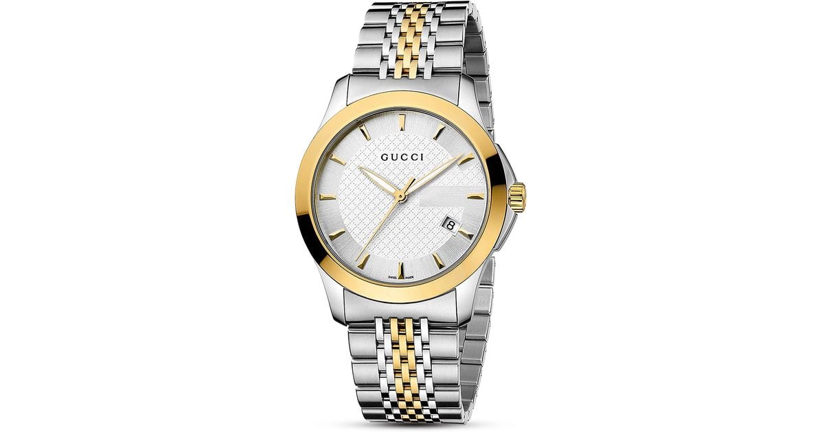Gucci Ya126513 Women's G-timeless Mother Of Pearl Diamond Two Tone 