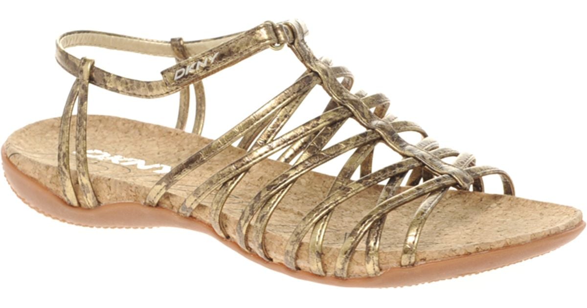 dkny gold sandals