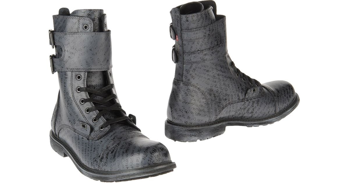 DIESEL Combat Boots in Grey (Black) for Men Lyst