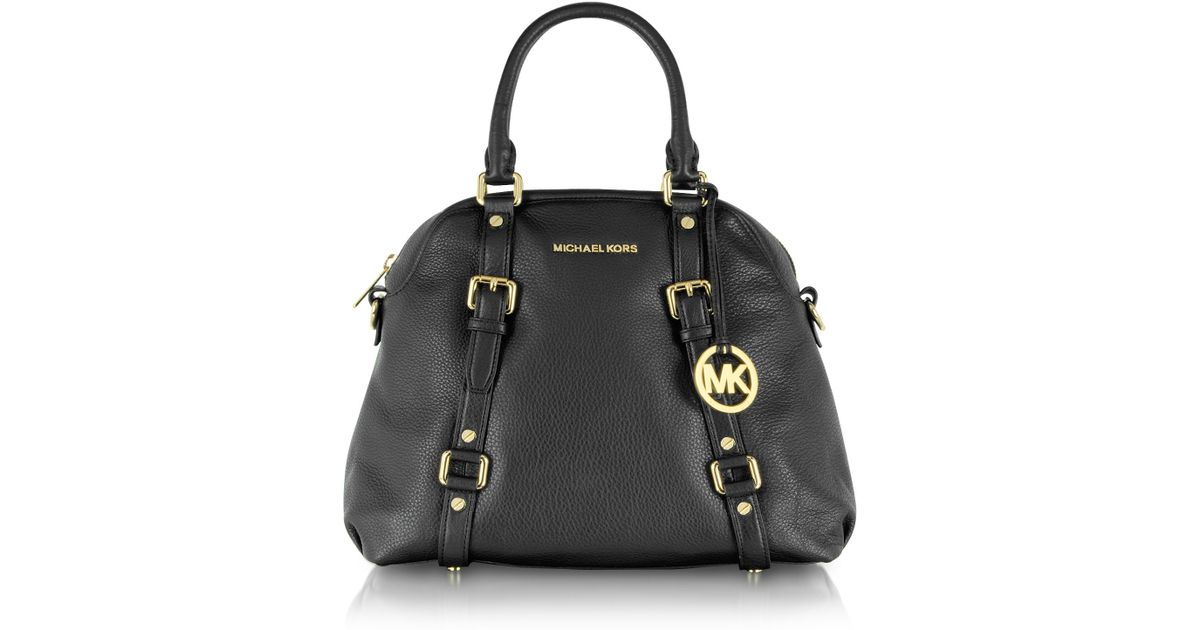 Lyst Michael Kors Bedford Genuine Leather Bowling Satchel Bag In Black
