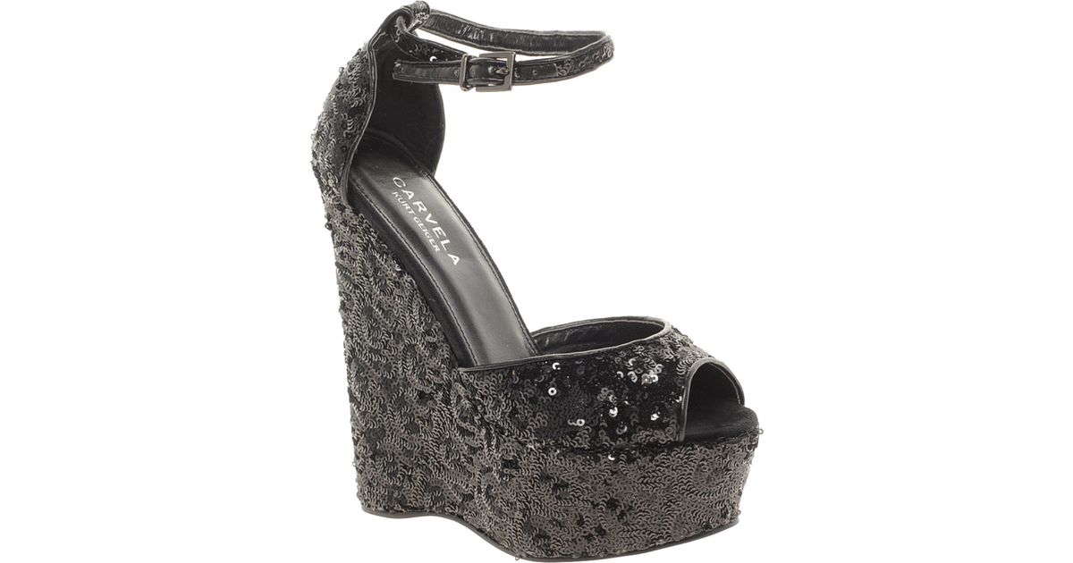 kurt geiger wedges black