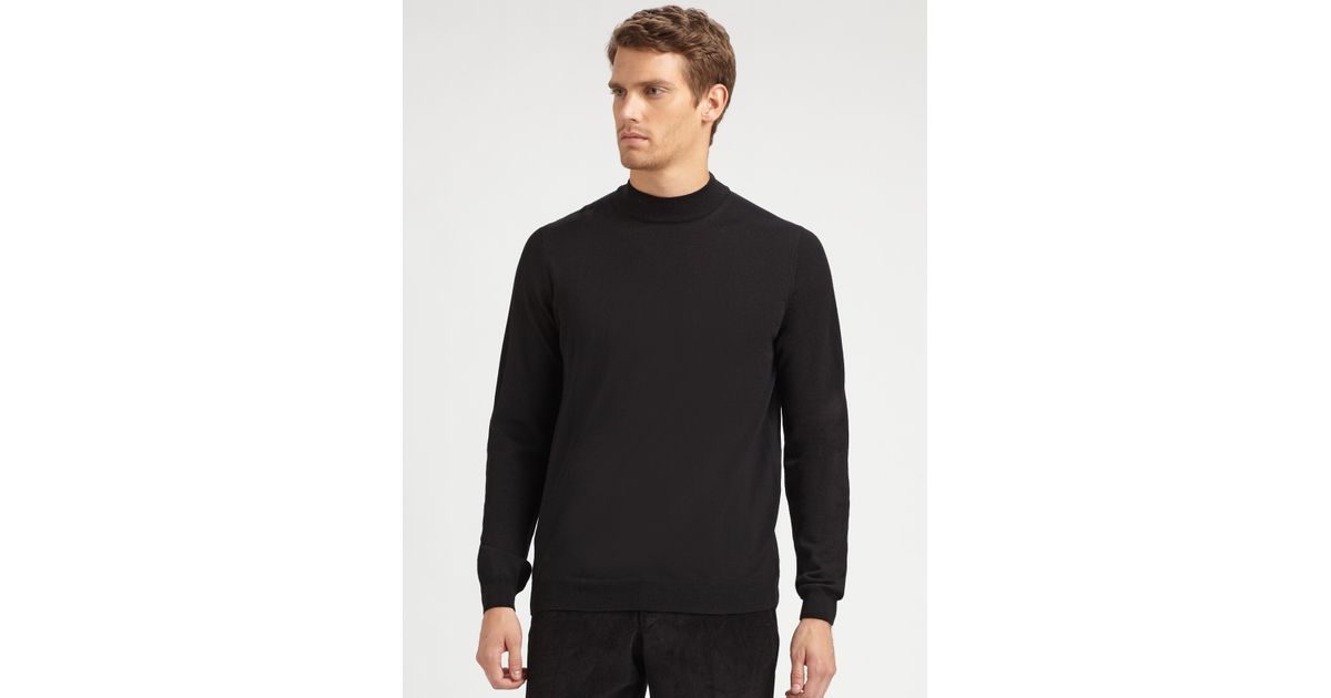 black mockneck sweater