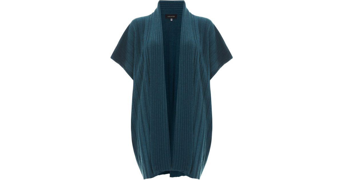 Lyst - Eskandar Knitted Open Tabard Cardigan in Blue