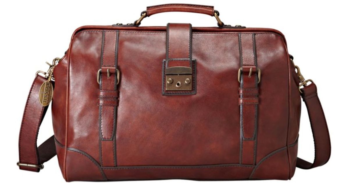 Lyst Fossil Lineage Framed Doctors Bag In Brown For Men
