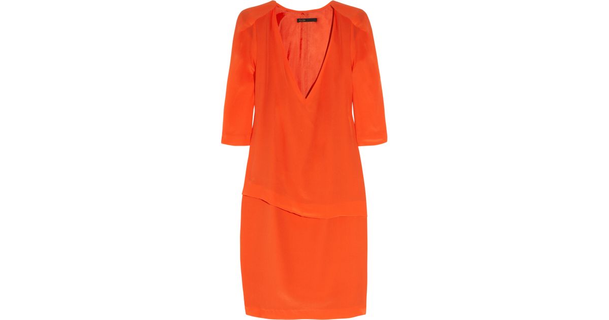 Maje Herbrides Silk-georgette Dress in Orange - Lyst