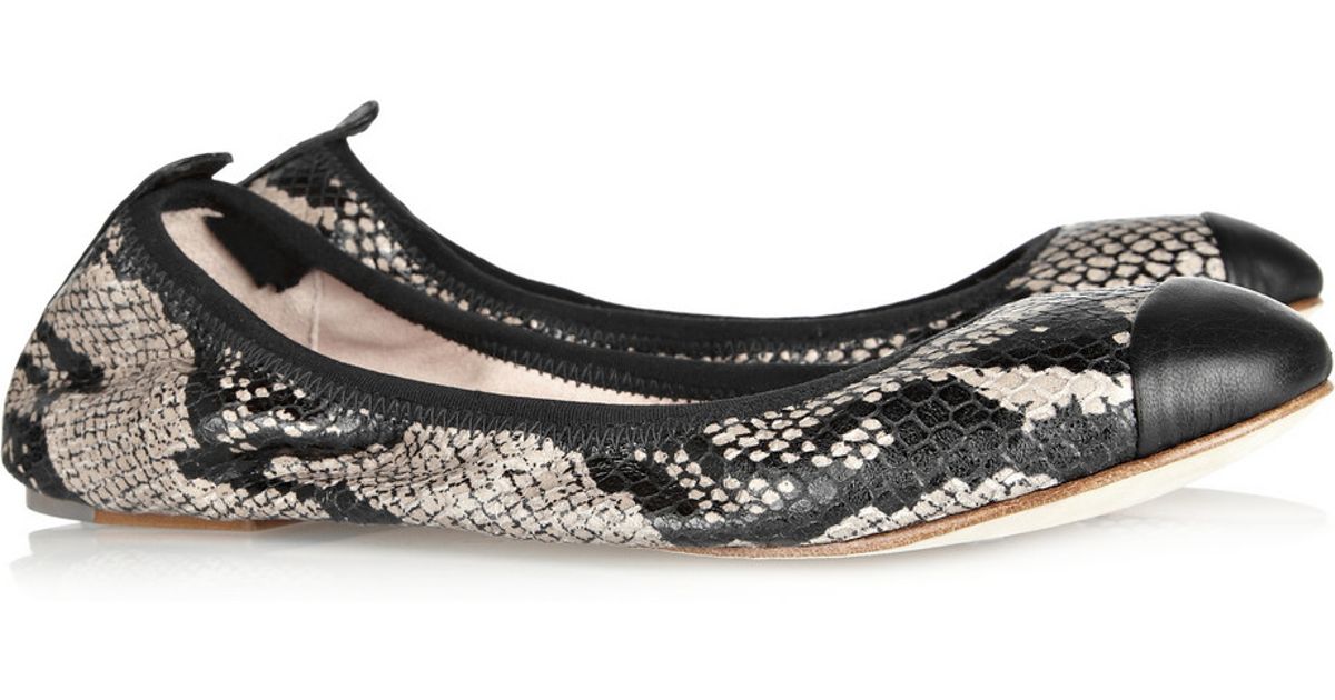 flat snake print shoes