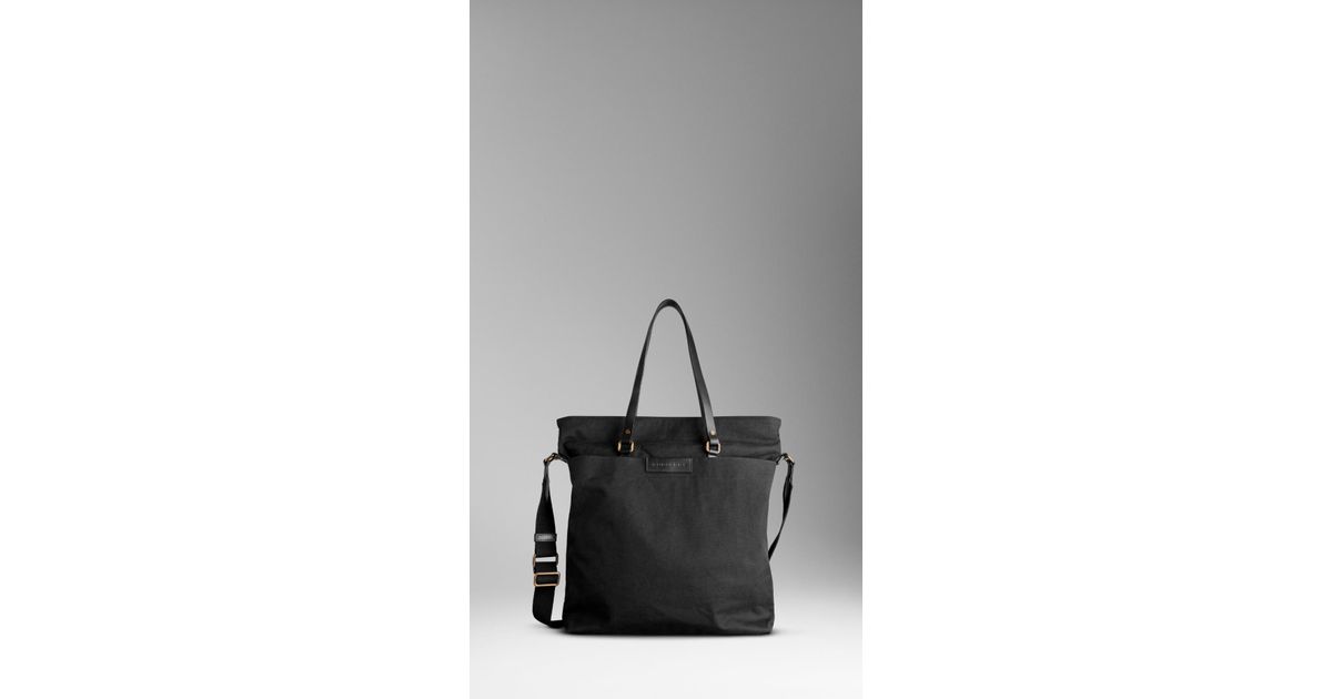 Burberry Medium Canvas Tote Bag in Black for Men - Lyst