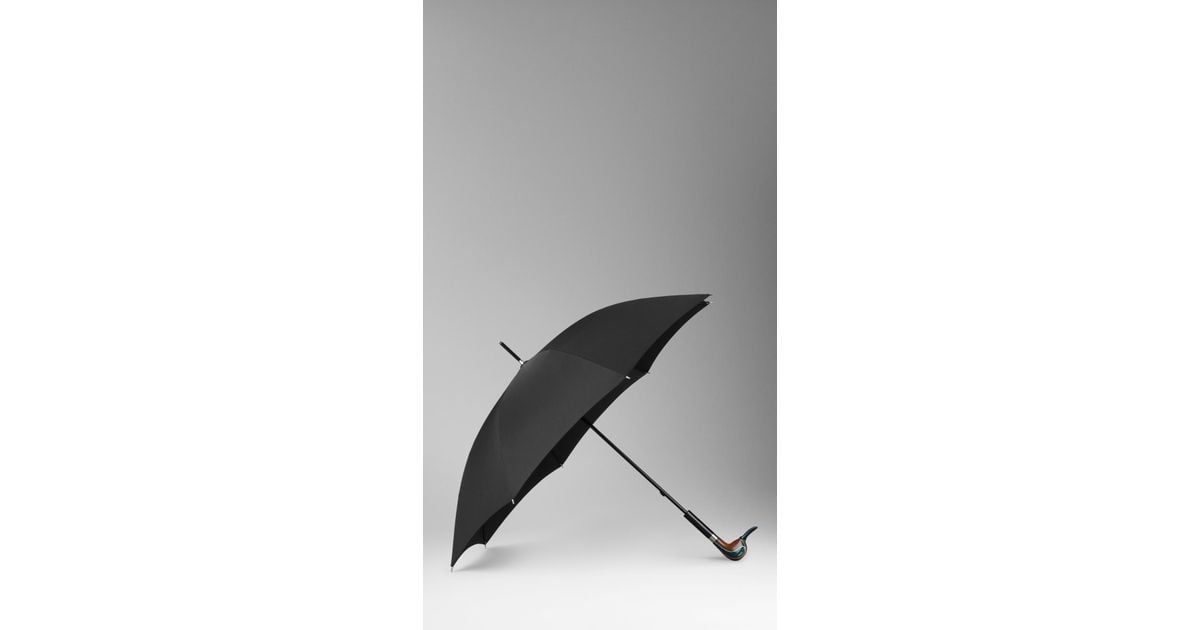 Burberry Duck Handle Walking Umbrella in Black - Lyst