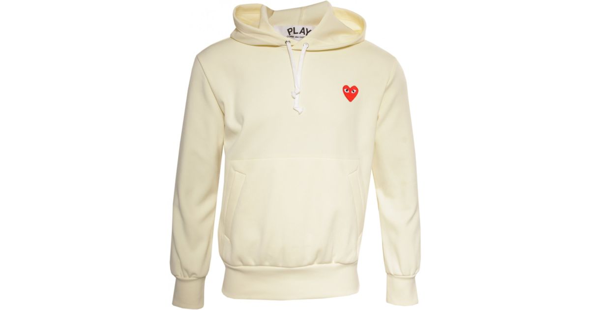 Play comme des garçons Mens Red Heart Hoody Cream in Natural for Men | Lyst