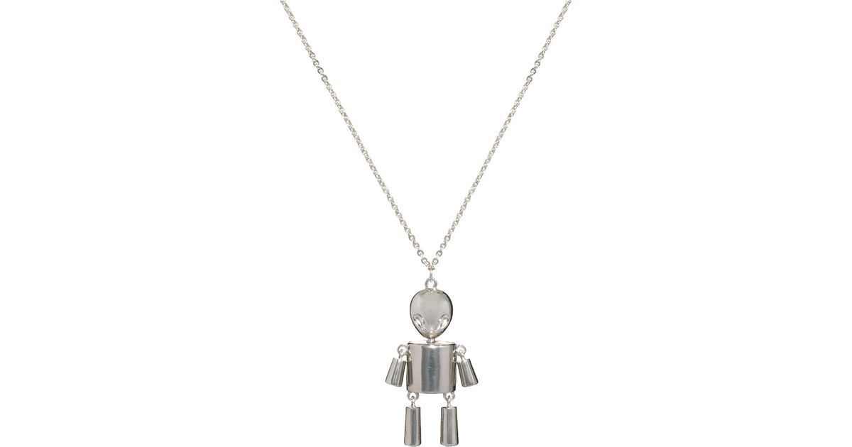 Asos Moving Alien Necklace In Silver Metallic For Men Lyst