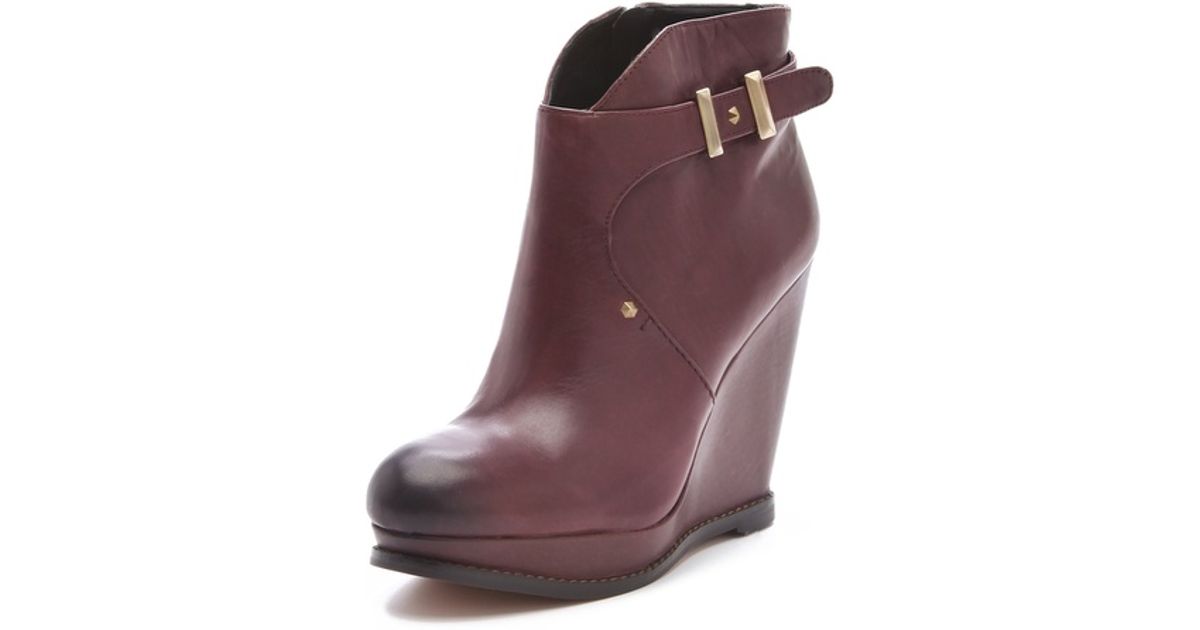 burgundy platform booties