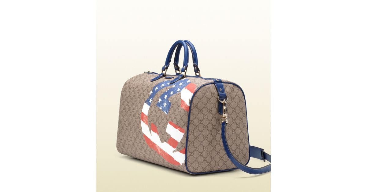 Gucci Usa Gg Flag Collection Duffle Bag in Gray for Men Lyst