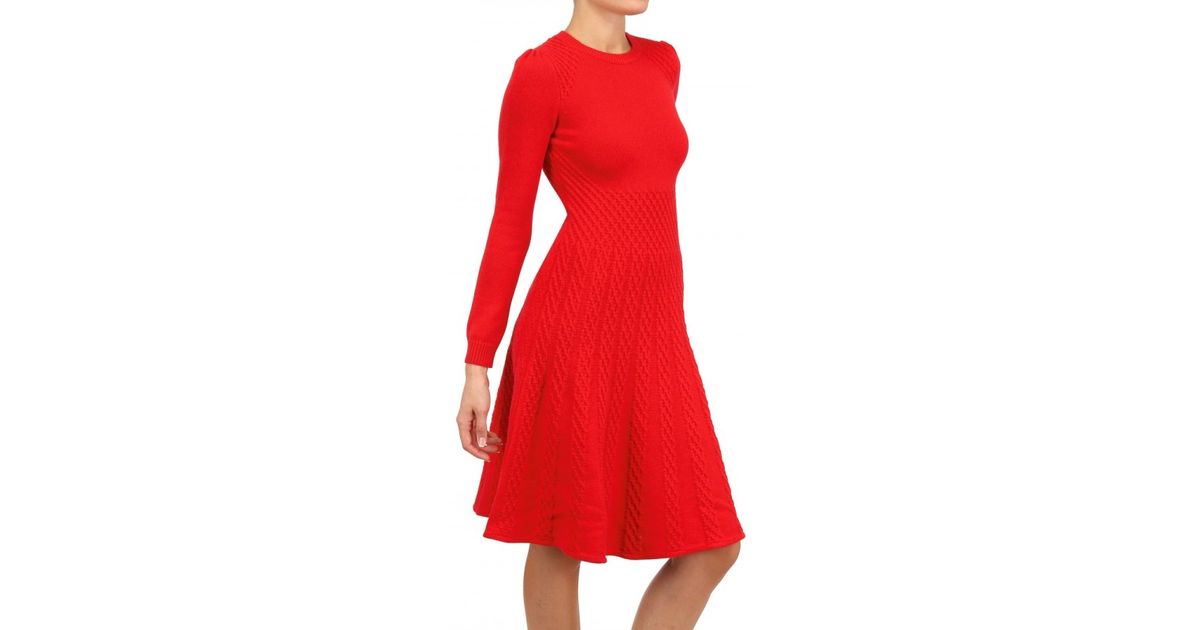 Valentino Wool Cashmere Knit Dress in Red - Lyst