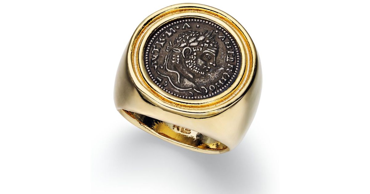 Lauren by Ralph Lauren 14k Gold Plated Roman Coin Ring in Metallic - Lyst