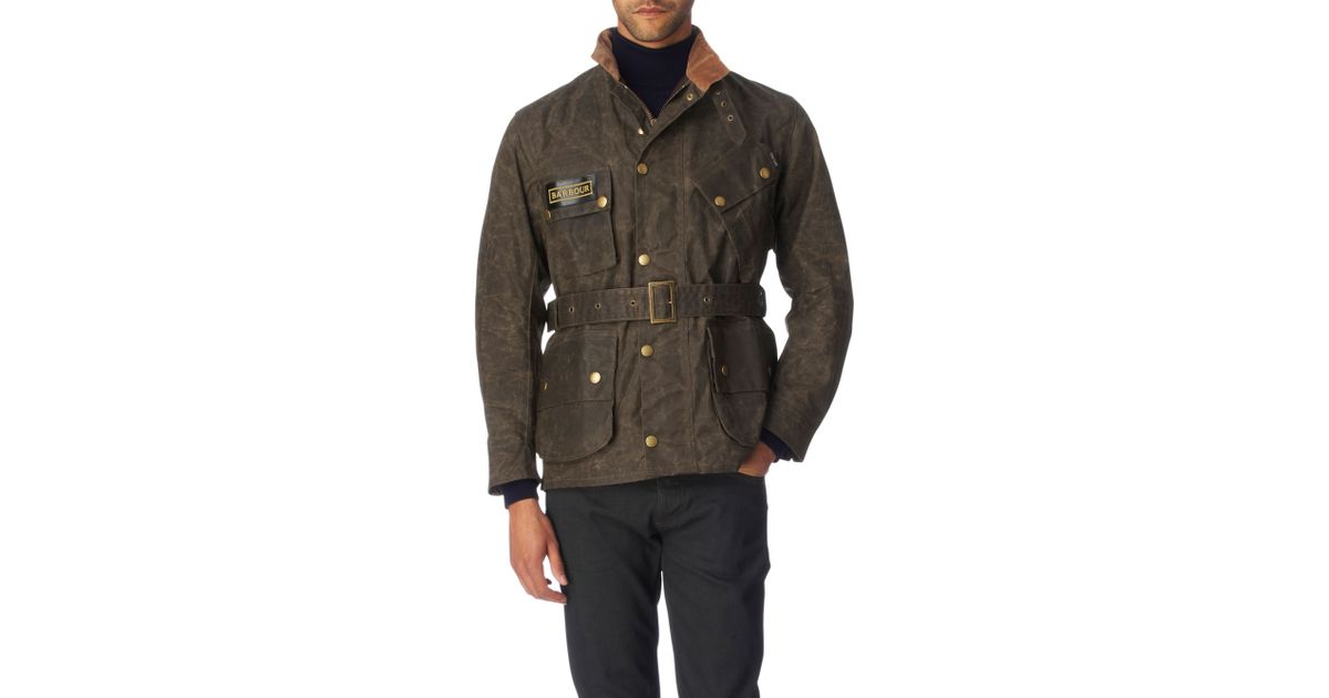 Distressed Waxed Jacket in Olive 