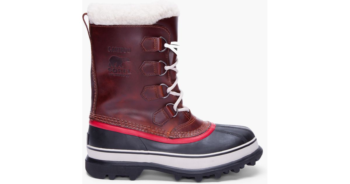 Sorel Burgundy Leather Caribou Boots in 