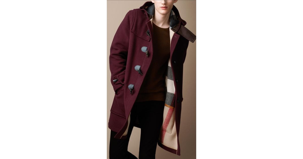 Burberry Brit Doublefaced Wool Duffle Coat in Red for Men | Lyst