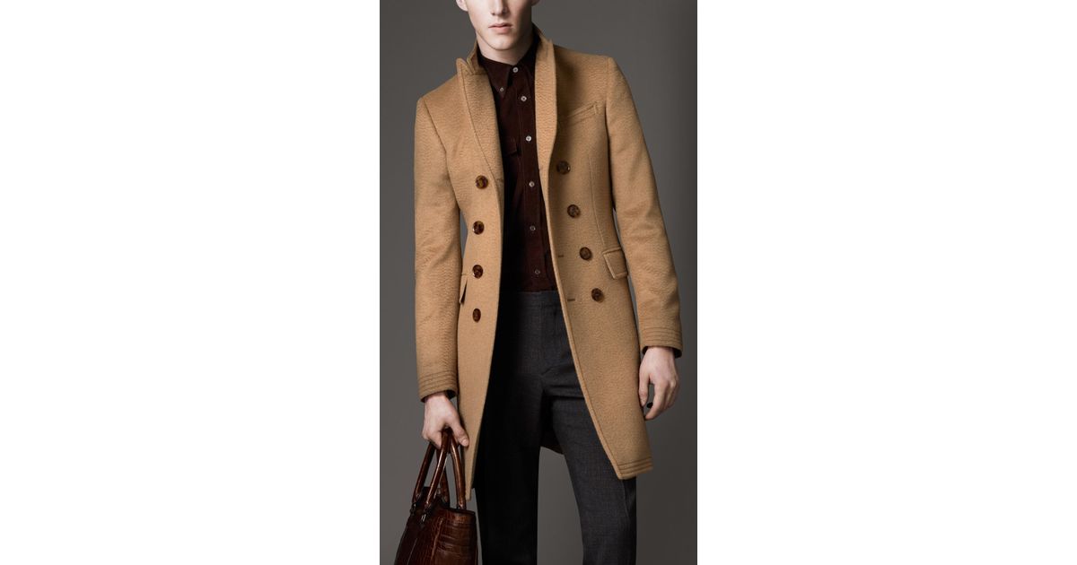 Burberry Camel Hair Top Coat In Natural For Men Lyst