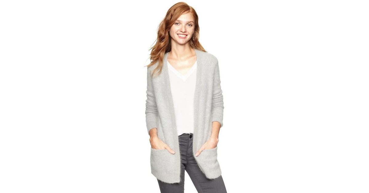 grey angora cardigan