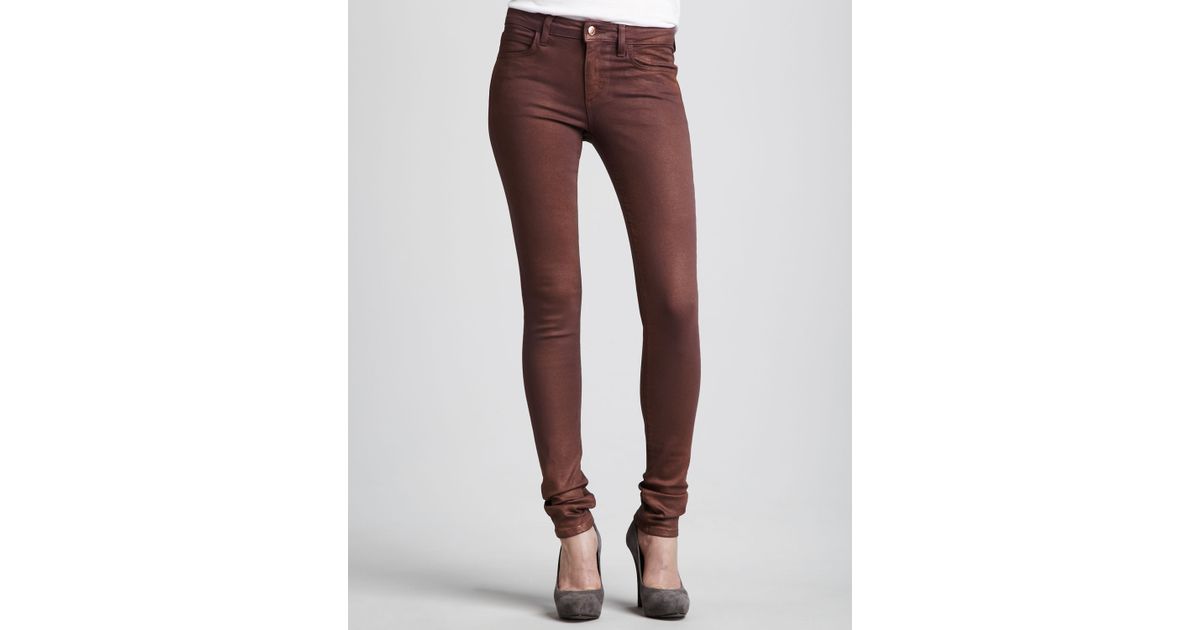 Joe's Jeans The Skinny Jeans Waxed Copper in Brown Lyst
