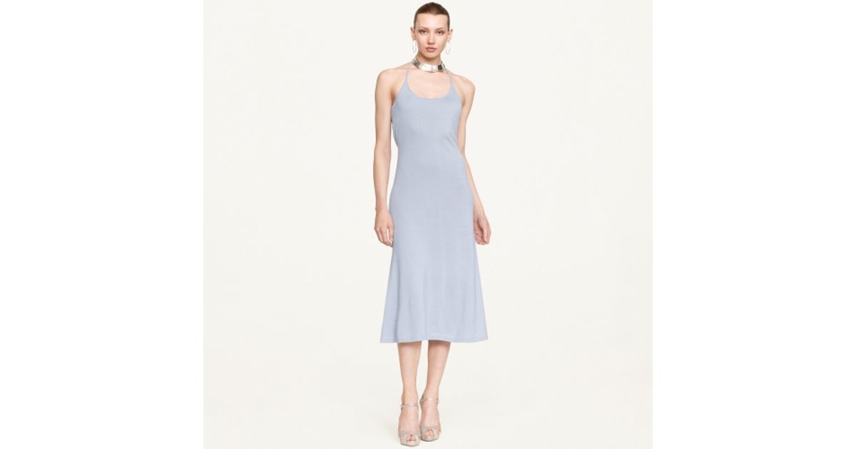 Ralph Lauren Black Label Cashmere Silk Halter Dress in Blue | Lyst