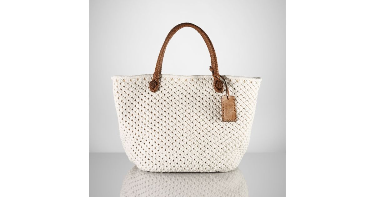 white crochet bag