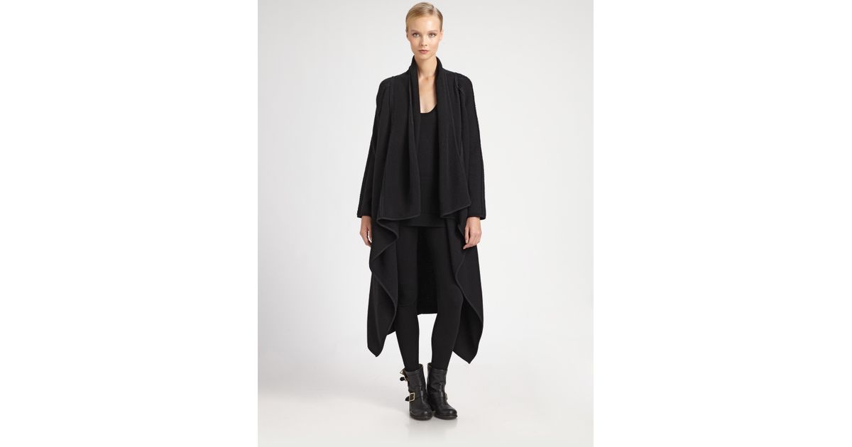 Donna Karan Boiled Cashmere Drop Coat in Black Lyst
