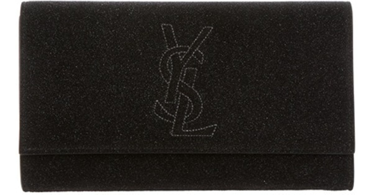 Saint laurent Stitch Logo Clutch in Black | Lyst