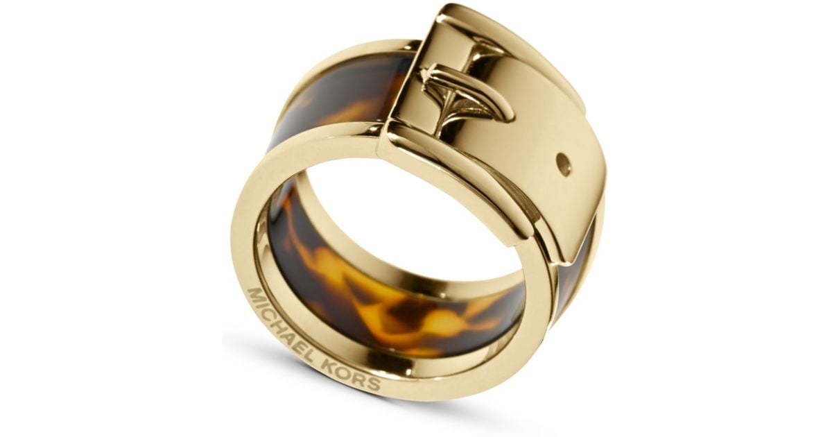 Michael Kors Gold Tone Tortoise Wide Buckle Ring in Metallic - Lyst