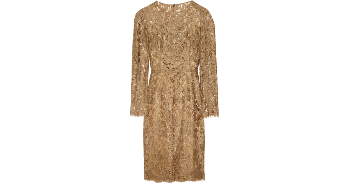 Dolce & Gabbana Lace Dress in Gold (Metallic) | Lyst