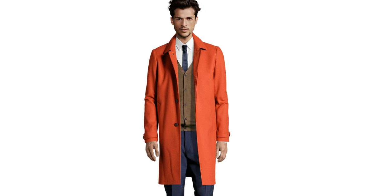 H M Coat In Orange For Men Lyst, H M Winter Coats Mens