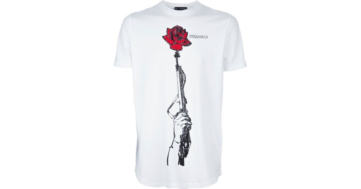 dsquared2 gun and rose t shirt