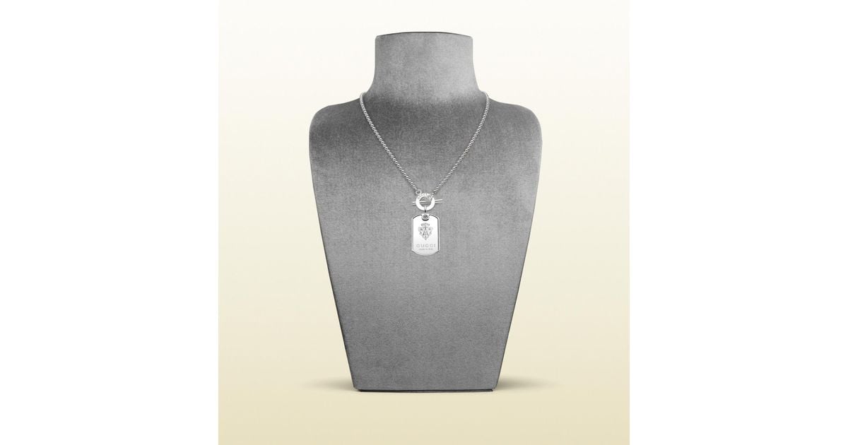 Gucci Dog Tag Necklace With Engraved Gucci Crest In Metallic For Men Lyst
