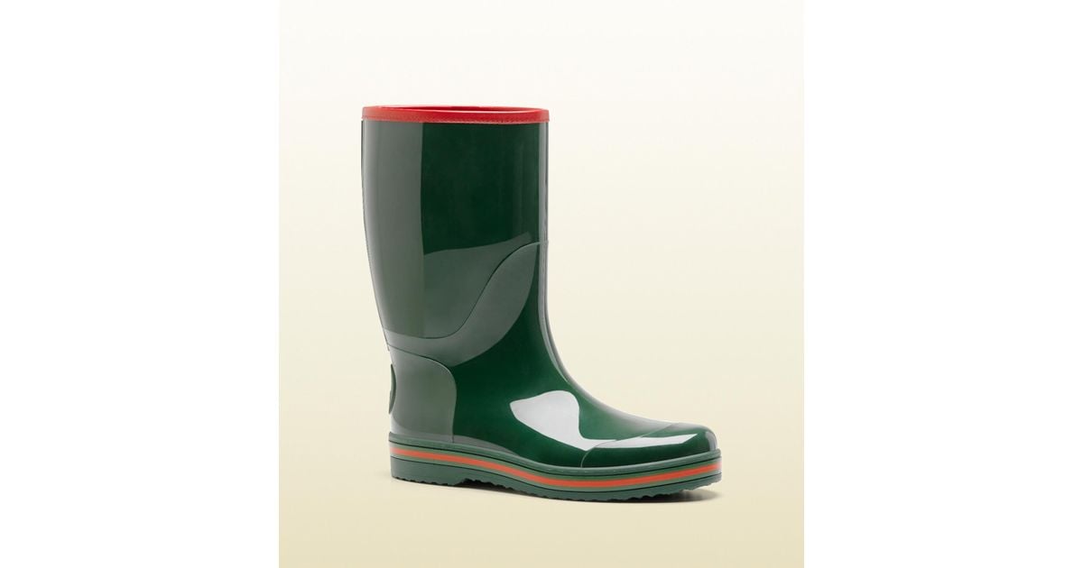 Gucci Rain Boot in Green for Men - Lyst