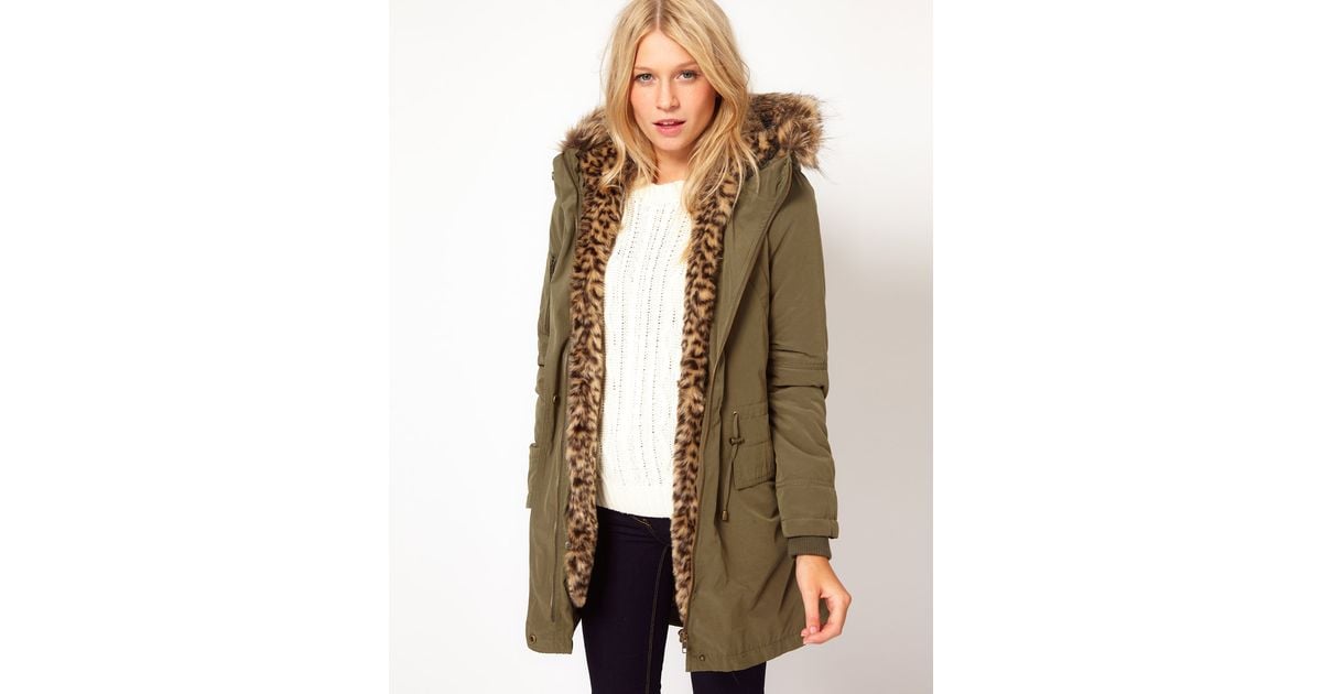 leopard lined parka