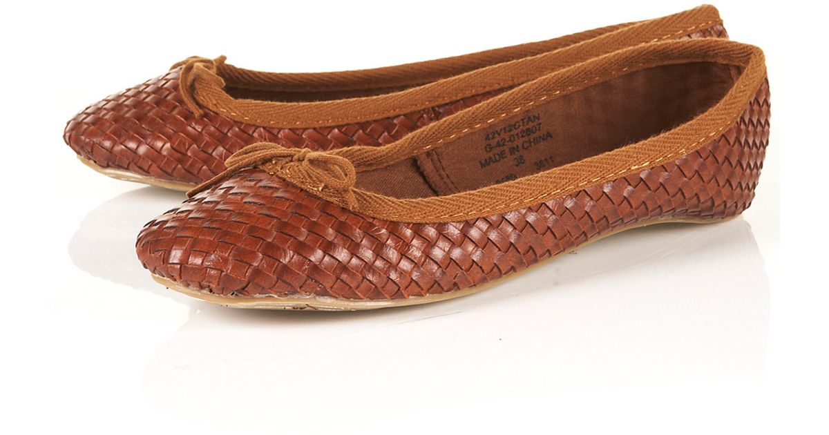 tan woven ballet pumps
